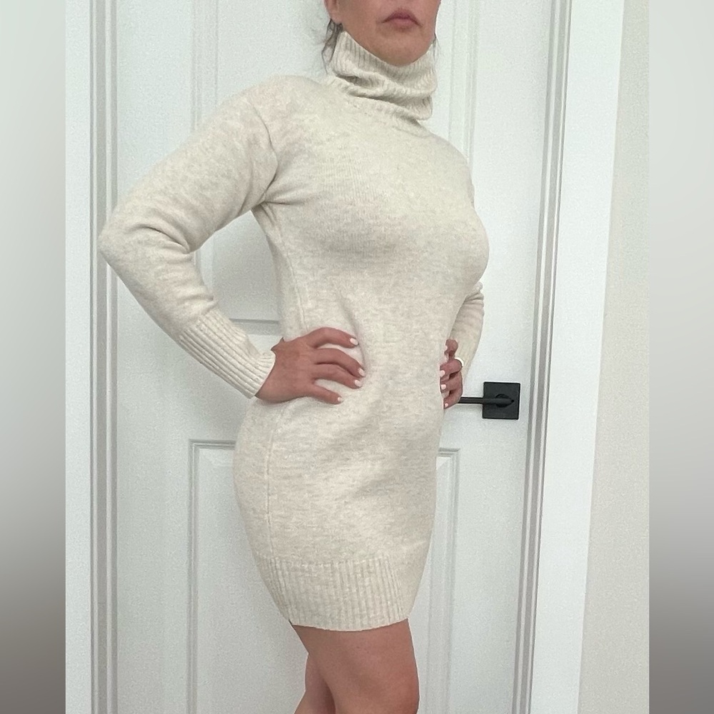 Elegant Cream Sweater Dress